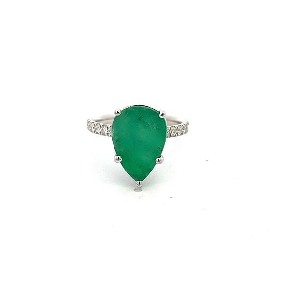Natural Emerald Diamond Ring 6.5 14k WG 4.62 TCW Certified $4,950 310549 - Picture 2 of 15